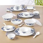 Larah by Borosil Leona Silk Series Opalware Dinner Set | 35 Pieces for Family of 6 | Microwave & Dishwasher Safe | Bone-Ash Free | Crockery Set for Dining & Gifting | Plates & Bowls | White,Floral