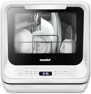 COMFEE' Countertop Dishwasher, Portable Dishwasher with 5L Built-in Water Tank, No Hookup Needed, 6 Programs, 360�° Dual Spray, 192℉ Steam& Air-Dry Function, Mini Dishwasher for Apartments& RVs, White