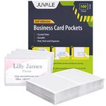 100-Pack Clear Business Card Pockets Holders 9.5x5 cm, Self-Adhesive Side Load Plastic Protector, Sleeves Labels, Bulk Set for Storage, Organisation, Labelling Bins, Folders, Files