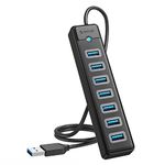 7-Port USB 3.0 Hub with 19.7 Inch Cable, ORICO Ultra-Slim Data USB Splitter, 5Gbps Data Transfer for Laptop, PC, MacBook, Mac Pro, Mac Mini, iMac, XPS, Xbox, Flash Drive and More USB Devices