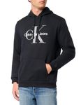 Calvin Klein Men's Monogram Logo Hoodie, Black Beauty, Medium