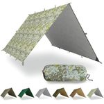 AquaQuest Safari Tarp – Lightweight Waterproof (5,000 mm) Seam-Taped Ripstop Rain Fly for Backpacking, Thru-Hiking & Hammock Camping – 20x13 Boulder Camo