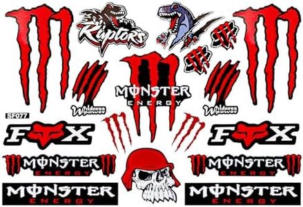 Cretassion Adesivo Riflettente Monster Energy Adesivo Impermeabile Moto Cool Adesivo di Alta Qualità per Moto, Casco Moto, Skateboard, Auto e Moto da Fuoristrada, Rosso