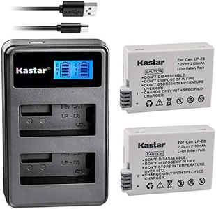 Kastar Battery (X2) & LCD Dual Slim Charger for Canon LP-E8, LC-E8E and Canon EOS 550D, EOS 600D, EOS 700D, EOS Rebel T2i, EOS Rebel T3i, EOS Rebel T4i, EOS Rebel T5i Cameras, Grip BG-E8