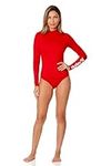 Hurley Women's Standard OAO Long Sleeve Retro Surf Suit, Red Pepper, Small