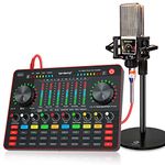 Audio Interface Mixer Live Sound Card and Podcast Microphone, Studio Condenser Mic & Sound Board/Audio Mixers/Voice Changer Podcast equipment for Guitar, Live Streaming, PC, Recording and Gaming