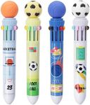 Heliar Multicolor Ballpoint Pen 0.5 mm, 10-in-1 Colored Retractable World Cup Soccer Ballpoint Pens for Office Back to School Supplies Students Children Gift, 4 Pack