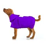 Dog Towel 400 GSM Large Size - Purple Microfiber Dog Drying Coat-Double Layered Dog Towels for Drying Dogs-Fast Drying Dog Bathrobe -Super Absorbent Hook & Loop Design Dog Robe