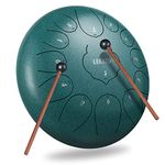 LEKATO Steel Tongue Drum 12 Inch 13 Notes, Steel Alloy Drum C Key Beginner Zen Drum Percussion for Meditation Yoga Musical Education, Best Gift for Adult Beginner, Malachite