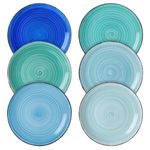 vancasso Bonita Blue Salad Plate Set of 6, 7.5 Inch Ceramic Dinner Plate, Dishwasher and Microwave Safe