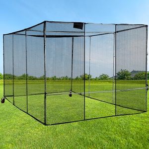 Doubleriver Baseball Batting Cage with Wheels 10X16.4X8FT Portable Batting Cages for Backyard Heavy Duty Batting Cage Net with Steel Frame