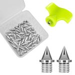 UTOBEST 1/4 Inch Track Spikes, 48 Pieces Carbon Steel Spikes for Track Shoes, 0.45 Grams Lighter Weight Spikes with Spike Wrench, Replacement Spikes for Track and Field Sprinting or Cross Country, S02