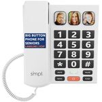 SMPL Big Button Phone for Seniors, Corded Landline & VOIP Phone for Elderly, Handicap, Amplify Permanently for Hearing Loss, Alzheimer’s, Dementia - Ideal Phone for Seniors (Model 56021)