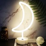 YIVIYAR LED Moon Light, Moon Neon Light USB/Battery Powered Moon Lamp Moon Night Light Girls Room Decor Moon Neon Sign for Bedroom Moon Neon Lamp for Girls