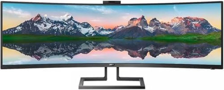 PHILIPS Brilliance 499P9H 49" SuperWide Curved Monitor, Dual QHD 5120x1440 32:9, USB-C Docking, KVM Switch, HDMI/DisplayPort, Windows Hello Pop-Up Webcam, SmartErgoBase, LightSensor (Renewed)