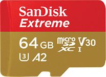 SanDisk 64GB Extreme microSDXC card for Action Cams and Drones + SD adapter + RescuePRO Deluxe, up to 170 MB/s, with A2 App Performance, UHS-I , Class 10, U3, V30