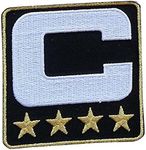 Black Captain C Patch (4 Gold Stars) Sewing On for Jersey Football Baseball. Soccer Hockey Jersey