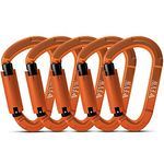 Carabiner Climbing Equipment, Pack of 5 UIAA Certified 25KN Car Locking Climbing Carabiner Clips for Hammocks, Swing, Locking Dog Lead and Harness, Camping, Hiking & Utility (Orange)