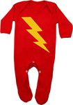 Superhero Baby Sleepsuit for Boys or Girls | New Cute Flash Bolt Romper Outfit - Ideal Baby Shower, Newborn Clothes, or 1st Birthday Gift or Dress Up Idea | BABY MOO'S UK (0-3 Months)