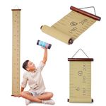 Growscroll Modern Kids Growth Chart For Wall - Unique Height Chart For Boys & Girls - Handcrafted Using Canvas & Hard Types of Wood - Makes A Great Collectible Or Family Heirloom - Khaki