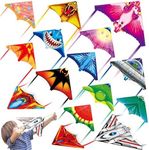 Ynybusi Kite Launcher Toy,12 Patterns Mini Beach Kite Easy to Fly,Catapult Kite Outdoor Flying Toys for 4 5 6 7 8 9 10 Year Old Boys Girls Kids Party Favors (12 Pack)