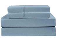 COTTON CRAFT Premium 400 Thread Count Super Soft Cotton Deep Pocket Sheet Set, Queen, Shore Blue