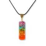 Healing Chakra Orgonite Pendant with Rainbow Crystals for Protection – Orgone Energy Generator for Balancing 7 Chakras - Stress Relief, Meditation & Yoga Jewelry