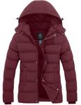 Wantdo Women's Winter Warm Jacket Hooded Winter Coat Quilted Thicken Puffer Jacket with Removable Hood Wine L