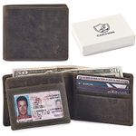 COCHOA Men's Real Leather RFID Blocking Stylish Bifold Wallet with 2 ID Window (Crazy Horse, Moss Green)