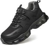 Steel Toe Shoes for Men Women, Grey Lining Work Shoes, Men 4 / Women 5.5