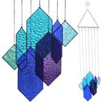 Stained Glass Window Hanging Sun Catchers Indoor Window Decor Azure Dream Stained Glass Panels Handcrafted Preassembled Vivid Real Stained Glass Art Sun Catcher Reconfigurable