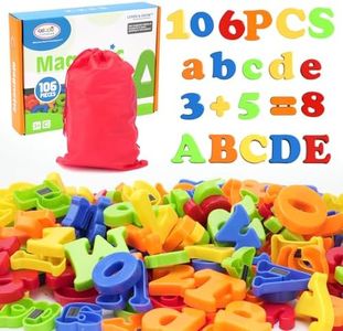BunnyJOY 106PCS Enfants Lettres Magnétiques Chiffres, Coloré Aimants De Réfrigérateur Ensemble de Jouet Apprentissage Préscolaire de la Petite Enfance, Orthographe, Comptage Jouets Éducatifs