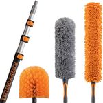 36 Foot High Reach Duster Kit with 7-30 ft Extension Pole // High Ceiling Duster Cleaning Kit with Telescopic Pole // Cobweb Brush // Feather Duster and Ceiling Fan Duster // The Ultimate Dusting Kit…