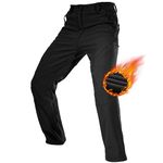 FREE SOLDIER Men's Fleece Lined Outdoor Cargo Hiking Pants Water Repellent Softshell Snow Ski Pants with Zipper Pockets (Black 38W x 30L)