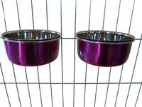 Ellie-Bo Pair of Dog Bowls For Crates, Cages or Pens and 3 Sizes (0.6Ltr Small, Pink)