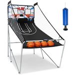 Giantex Folding Basketball Arcade Game, Dual Shot Electronic Basketball Hoop Arcade Game with 8 Game Modes, 4 Balls, 2 Hoops, Air Pump, LCD Scoreboard, Basketball Game for Adults, Kids