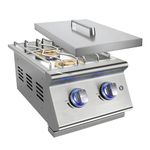 Livory Double Grilling Side Burners for Outdoor Kitchen, 2 * 17,000BTU Nature Gas Burners, Duty Heavy 304 Stainless Steel, Built-in Side Burner for BBQ Island Grill (Nature Gas)