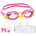 Kids Swimming Goggles, Kids Goggles Anti-Fog Leak Proof UV Resist Swimming Goggles for Kids Boys Girls, Childrens Swimming Goggles Food Grade Silicone Comfort with Portable Case Nose Clip (Age 3-14)