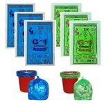 G 1 Garbage Bags | Home Kitchen Dry & Wet Waste | 19 X 21 Inch | Medium Size | 180 Pieces | Pack of 6 | 30 Pcs in Each Pack | 3 Pack Green & 3 Pack Blue | Disposable | Dustbin Covers