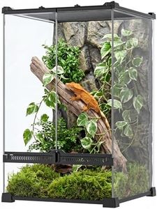 FixHaven 11 Gallon Glass Reptile Terrarium, 12"x12"x18" Front Opening Arboreal Gecko Tank, No Assembly Small Habitat Enclosure for Tropical Tree-Dwelling Reptiles and Amphibians