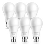 Eastiya Bayonet Light Bulbs 100W Equivalent, B22 13W LED Bulbs, Cool White 6000K, 1200LM Bright BC Standard A60 GLS Energy Saving Light Bulbs, Non-dimmable, 6 Pack