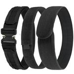 ELFTREE 2" Tactical MOLLE Battle Belt, Heavy Duty Belt with Inner Belt & Inner Anti-Slip Pad 2-In-1 System Quick Release Belt, Black, Small