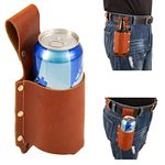 Beer Holder,Leather Beer Holster Bottle Holders,Beer Belt Holder Beer Gifts for Men,BBQ/Grilling Gifts for Travel Camping Party Outdoor,Cool Beer Accessories Gadgets for Men (Brown)