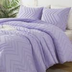 Litanika Lavender Comforter Set Full, 3 Pieces Boho Chevron Tufted Bedding Comforter Set, All Season Fluffy Bed Set (79x90In Comforter & 2 Pillowcases)