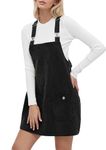 YUENIU Women's Corduroy Overall Dress Adjustable Straps Pinafore Jumper Short Skirt with Pockets, Black, XX-Large