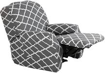 LiveGo Recliner Chair Cover,Stretch Printed Reclining Chair Slipcover,4-Piece 1 Seat Armchair Sofa Cover Furniture Protector Arm Chair Slipcover with Elastic Bottom,Machine Washable(P-BCT02 Grey)