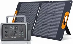 ALLWEI 500W LiFePO4 Solar Generator(Surge 1000W) with 100W Solar Panel, 512Wh Portable Power Station, UPS Function, 3 AC Outlets, Solar Power Generator for Outdoor RV Camping CPAP Backup Emergency