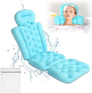 Luxury Full Body Bath Pillow for Bathtub, Bath Pillows for Tub with Mesh Laundry Bag & Non-Slip Suction Cups, Cushion for Bathtub Headrest Neck Back Support - 5D Air Mesh & Quick Drying | Ocean Blue