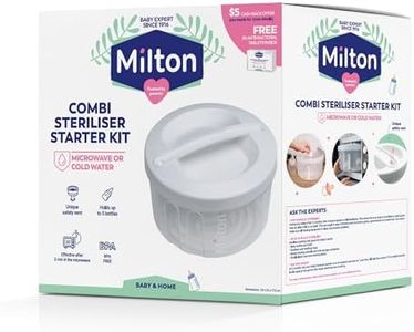 Milton 2 in 1 Combi Steriliser Starter Kit | Use in Microwave in 2 mins |Cold Water Method sterilises in 15 mins | Unique Safety Vent Technology