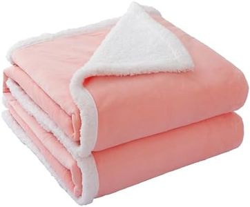 Weavercozy Waterproof Blanket, 3-Layer Sherpa Throw Blanket for Couch Bed, Soft Fluffy Fleece Blanket for All Seasons, Pink, 152 x 203cm